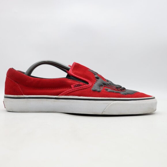 Vans Classic Slip On  Jawbones Men's Size 10 Black Red Athletic Sneakers - Picture 2 of 9